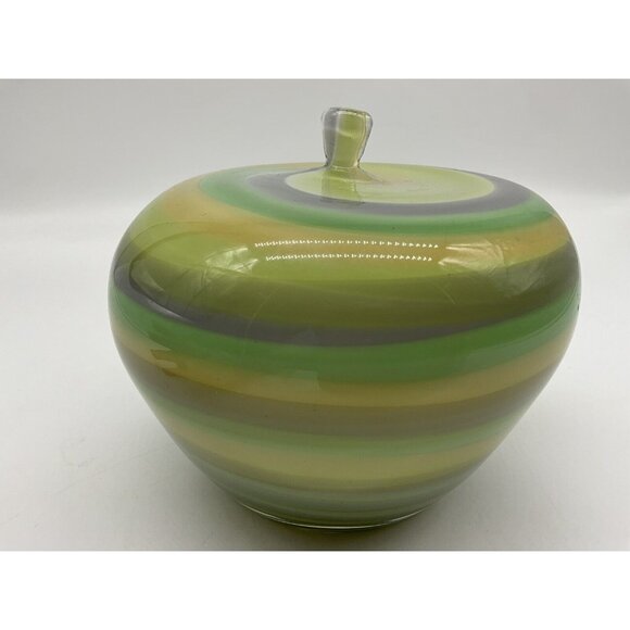 Art Glass Apple Figurine Vintage 1960's Made in Japan Green,Yellow,Orange Swirl - Picture 6 of 16